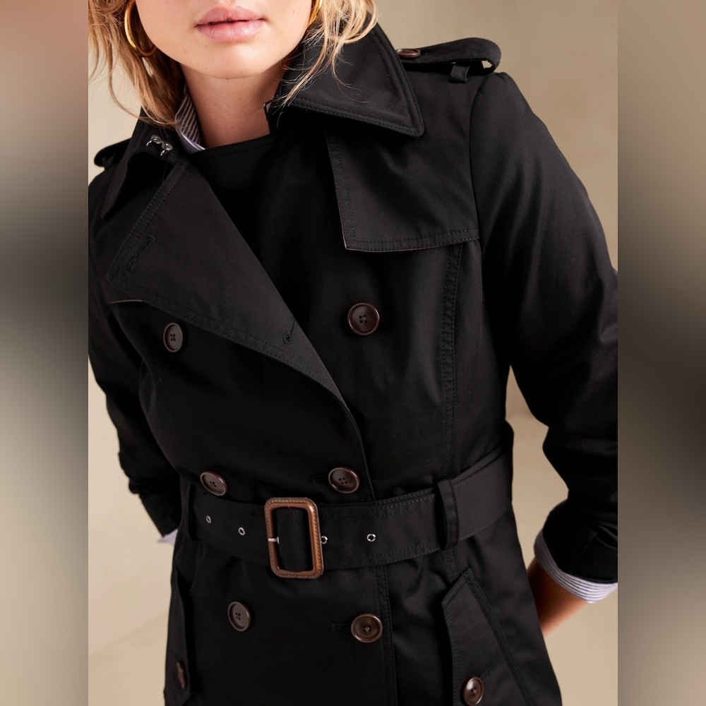 Banana Republic Essential Black Trench Coat XS